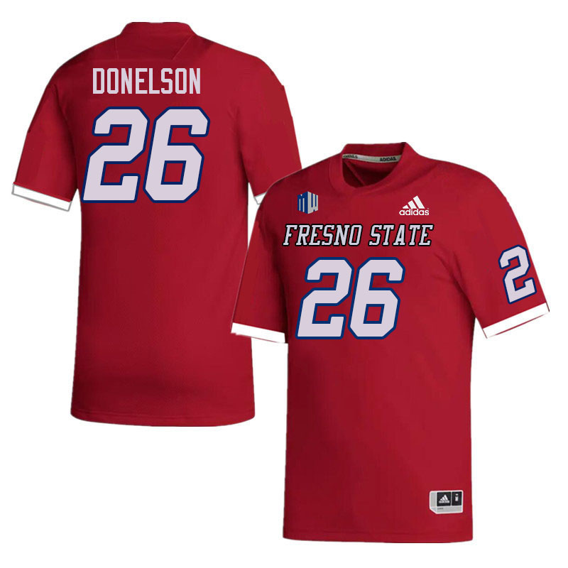 Men #26 Bryson Donelson Fresno State Bulldogs College Football Jerseys Stitched-Red